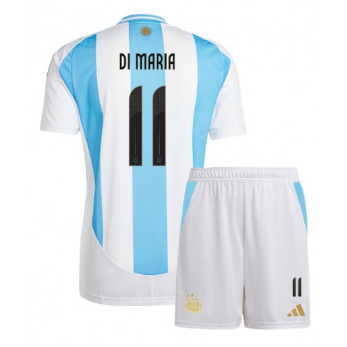 Otroški Nogometni dresi Argentina Angel Di Maria #11 Domači Copa America 2024 Kratek Rokav (+ Kratke hlače)